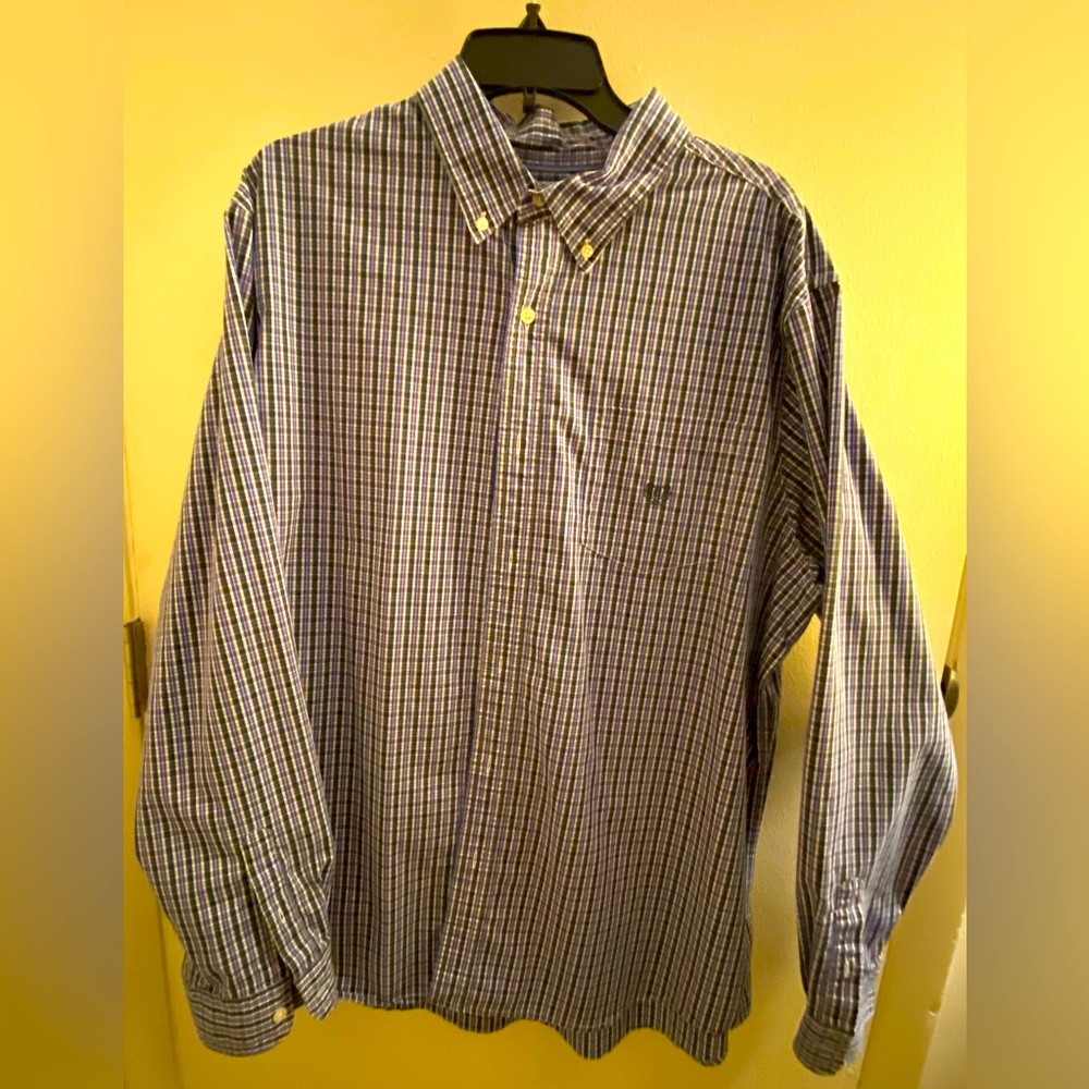 Chaps Mens Blue Plaid Button Down